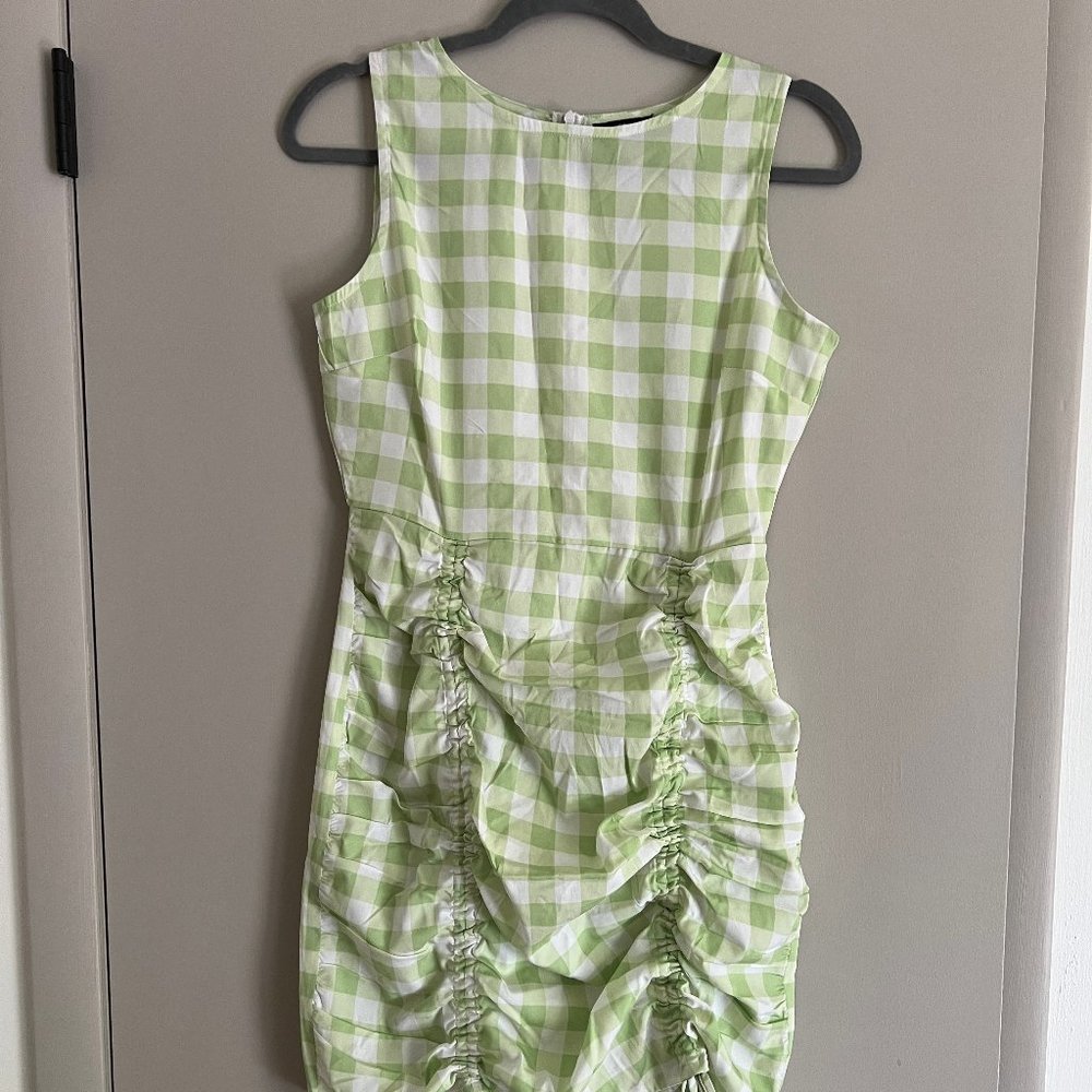 Green and White Gingham Mini Dress